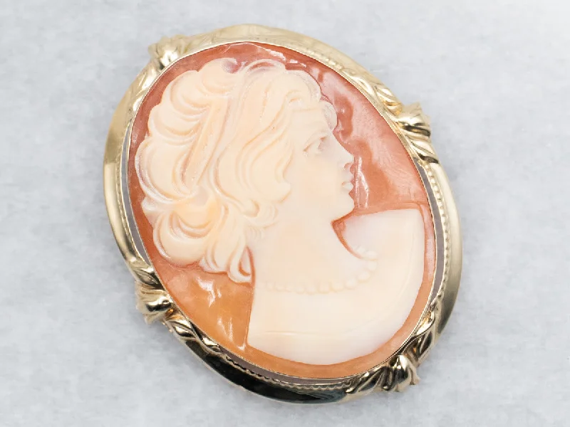 Antique Silver Brooch-Mid-Century Cameo Brooch or Pendant