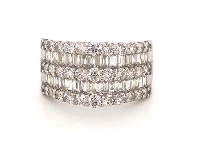 Animal Rings-5 Row Wide Diamond Band in Platinum