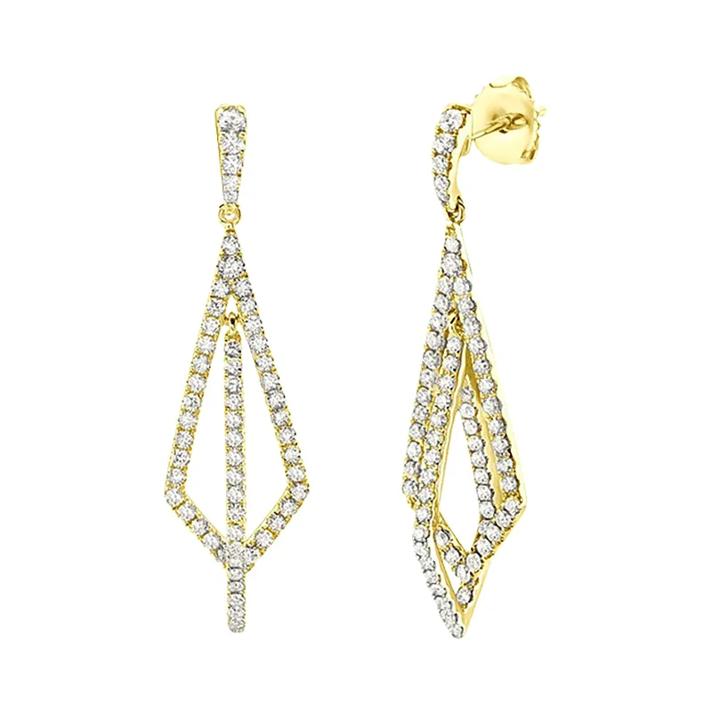 Luxury Diamond Earrings-Geometric Dangle Earrings with Diamonds