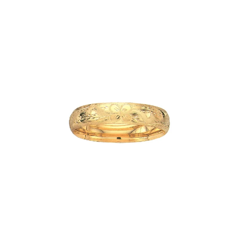 Stylish Bangles-14kt 7" Yellow Gold Florentine Round Dome Classic Bangle with Clasp  9/16FL-07