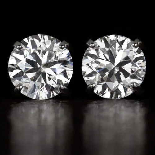 Trendy Earrings-2 CARAT VERY GOOD CUT NATURAL DIAMOND STUD EARRINGS ROUND BRILLIANT PAIR 2ct RBC