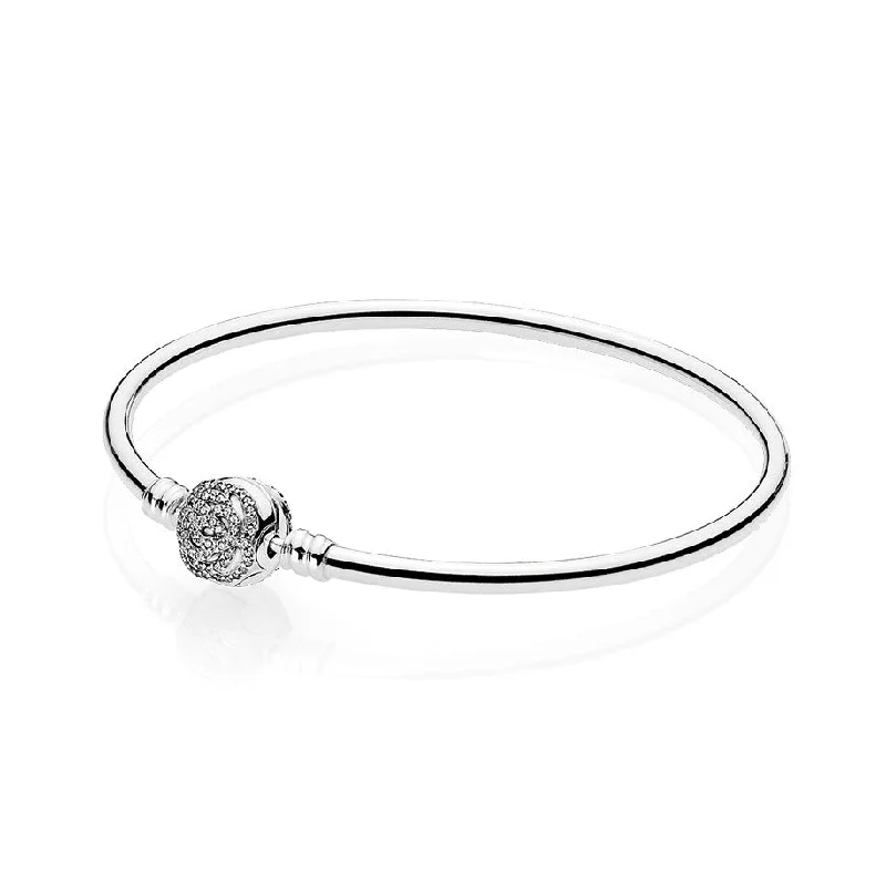 Simple Silver Bangles-Pandora Disney, Beauty & the Beast Bangle 590748CZ-Large - 21cm