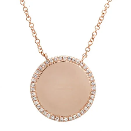 Cross Pendant Necklaces-14K Rose Gold Diamond Engravable Necklace