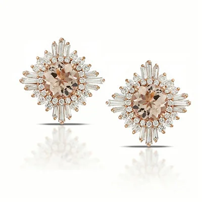 Geometric Stud Earrings-Doves Morganite and Diamond Earrings E8053MG