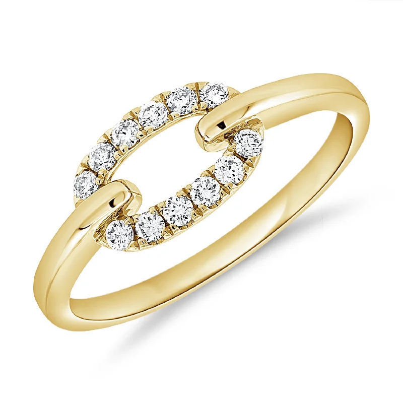 Art Deco Rings-14K Gold Diamond Oval Link Ring