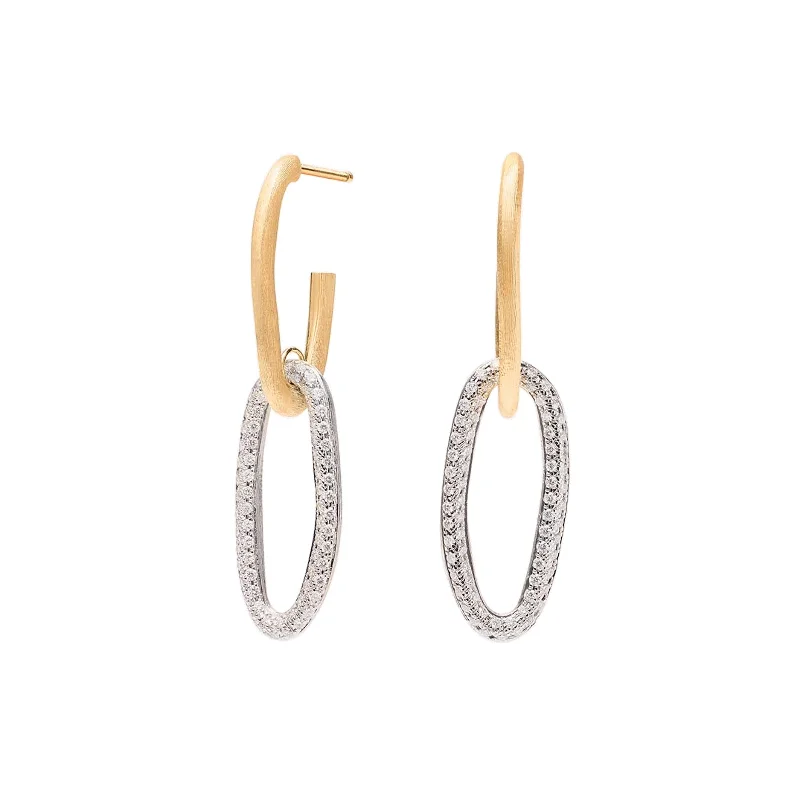 Trendy Earrings-Link Drop Earrings With Diamonds