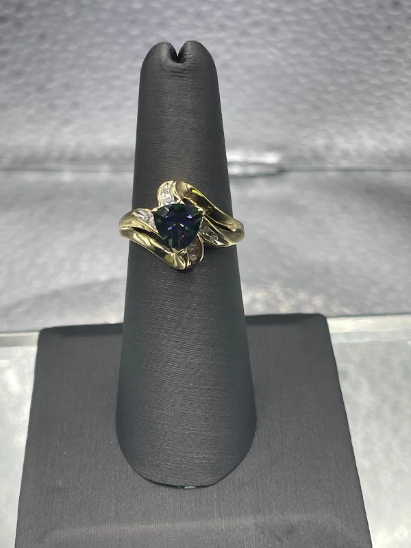 Double Stone Rings-Gorgeous Ladies 10 Karat Yellow Gold Ring Set with an Imperial Topaz