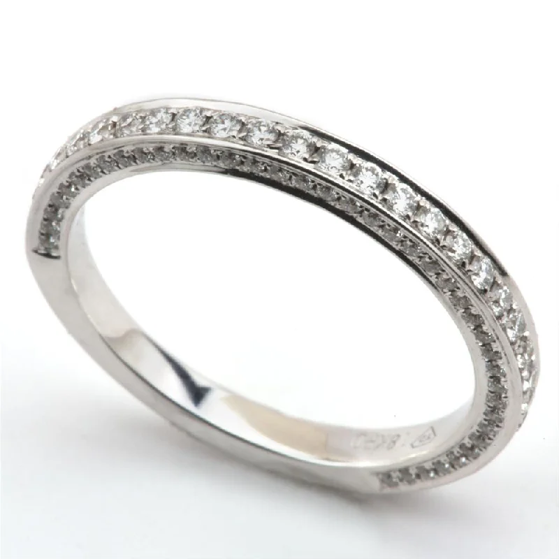 Beaded Rings-Pave Diamond Three Sided Wedding Band Ring 18K .50 Carat