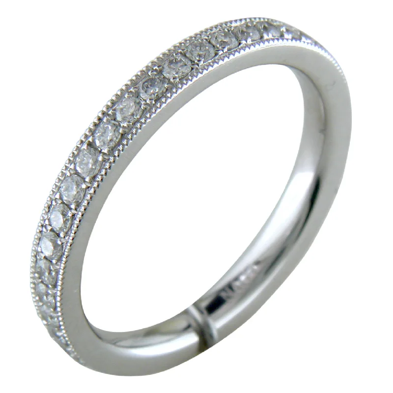 Eternity Diamond Rings-Platinum Diamond Eternity Band Ring with Milgrain