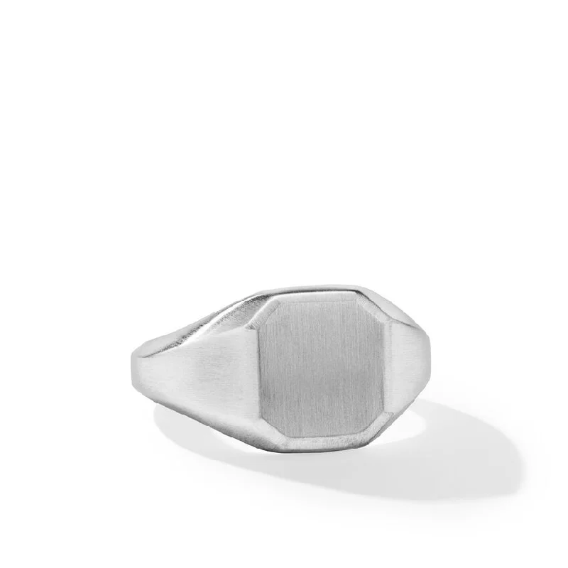 Band Rings-DY Gents Streamline Signet Ring in Sterling Silver, 14mm