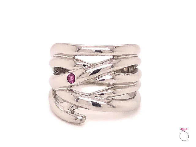 Emerald Cut Rings-Designer Platinum Ruby Wide Fashion Band