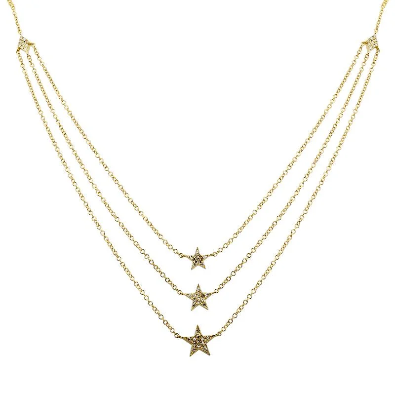 Butterfly Pendant Necklaces-14K Yellow Gold Layered Star Necklace