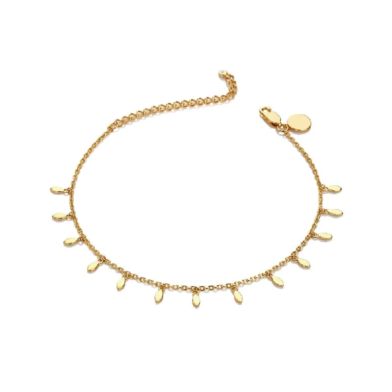 Customizable Silver Bracelets-Hot Diamonds X TG Leaf Droplet Bracelet - Yellow Gold Plate