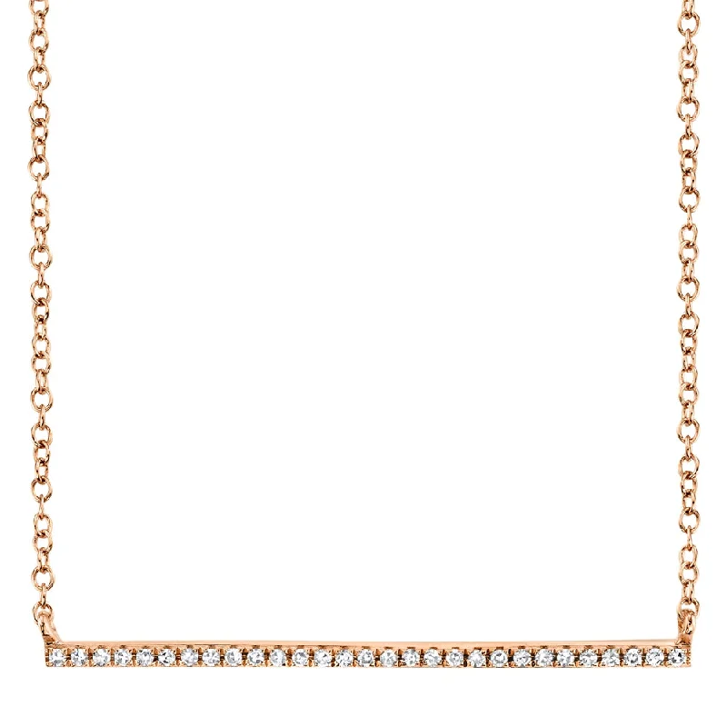 Chunky Chain Necklaces-14K Rose Gold Diamond Bar Necklace