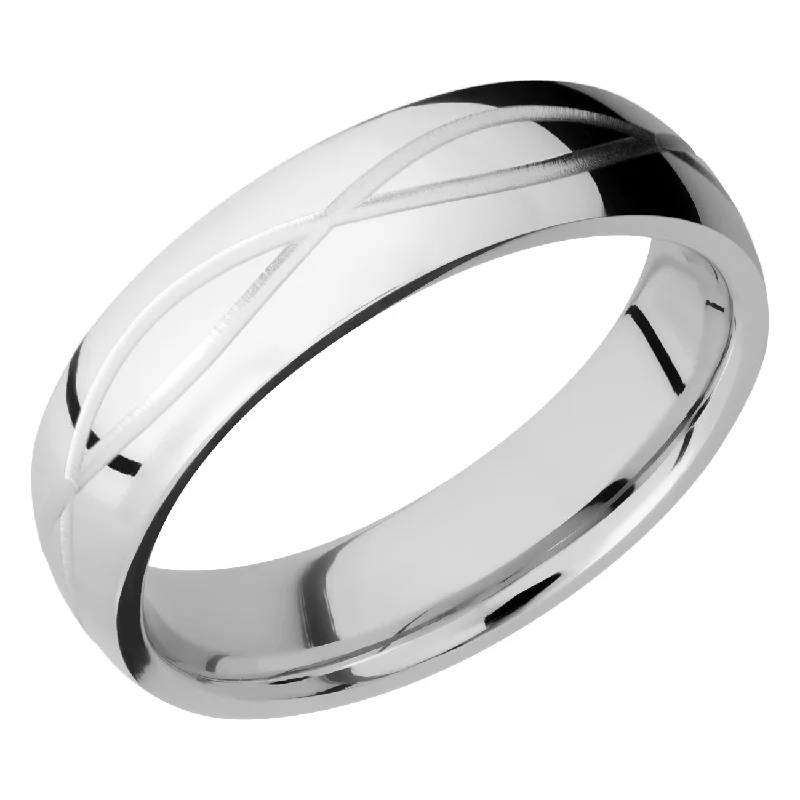 Band Rings-Lashbrook 6MM Cobalt Chrome Wedding Band with an Infinity Pattern