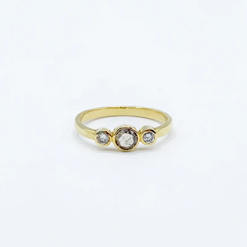 Wedding Bands for Women-Champagne Diamonds on a Golden Band