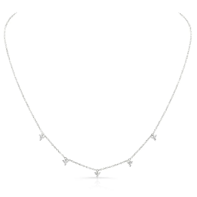 Twisted Necklaces-14K White Gold Diamond Trio Drop Dangle Necklace