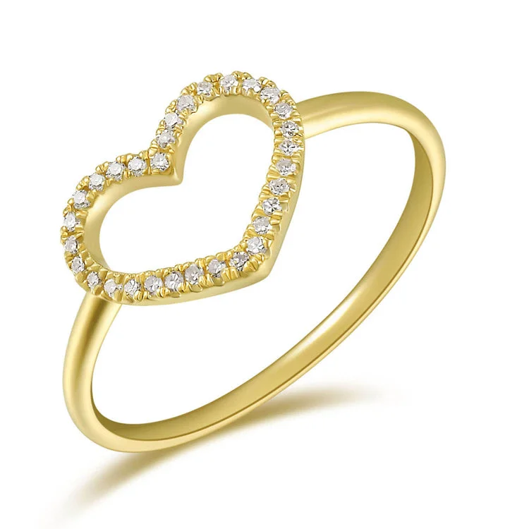 Butterfly Rings-Classic Diamond Heart Ring made in 14K Gold