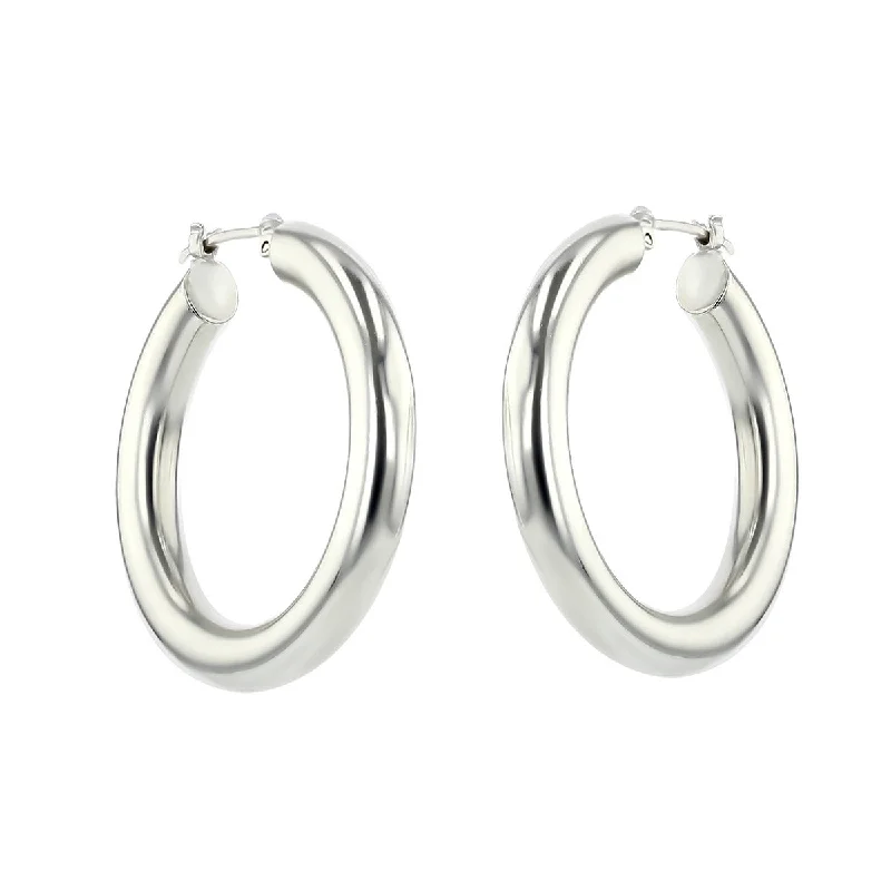 Pave Earrings-Sterling Silver Hoop Earrings