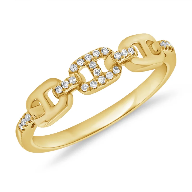 Statement Diamond Rings-14K Gold Diamond Link Ring