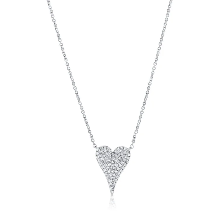 Elegant Diamond Necklaces-14K White Gold Diamond Heart Necklace