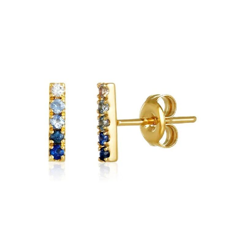 Ruby Earrings-Sapphire Ombre Bar Stud