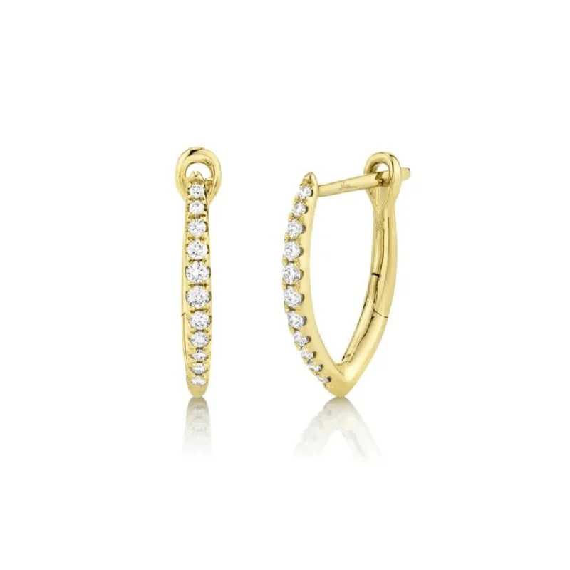 Silver and Gold Earrings-Diamond V Hoop