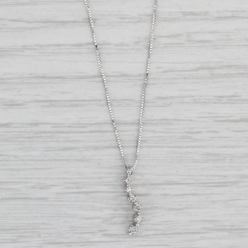 Sparkling Necklaces-Diamond Journey Pendant Necklace 10k White Gold 18.25” Box Chain