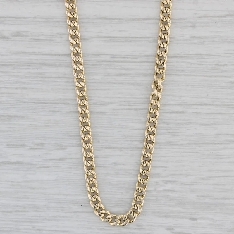 Elegant Diamond Necklaces-Curb Chain Necklace 10k Yellow Gold 22" 3.7mm