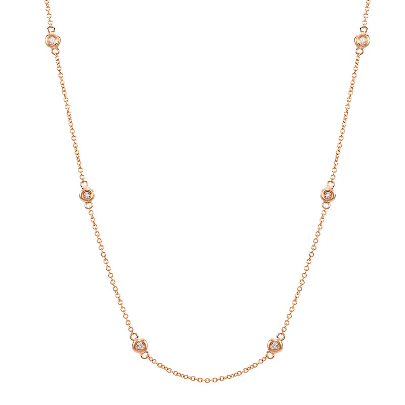 Choker Necklaces-14k Rose Gold Diamonds by the Yard Necklace