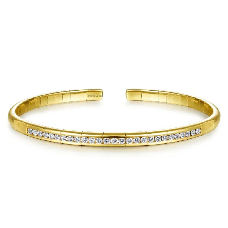 Butterfly Bangles-Gabriel & Co. - BG4370-65Y45JJ - 14K Yellow Gold Diamond Bangle