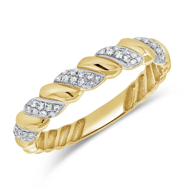 Artistic Rings-Twisted Elegance Diamond Band Ring in 14K Gold