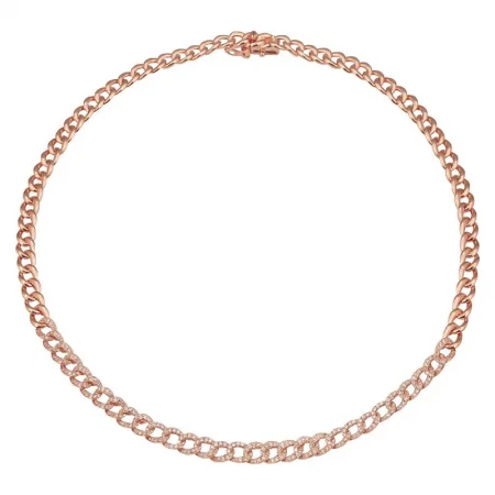 Moon Necklaces-14K Rose Gold Diamond Cuban Link Choker