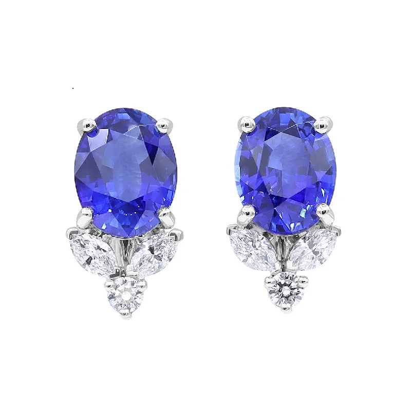 Artistic Drop Earrings-Platinum Sapphire Earrings