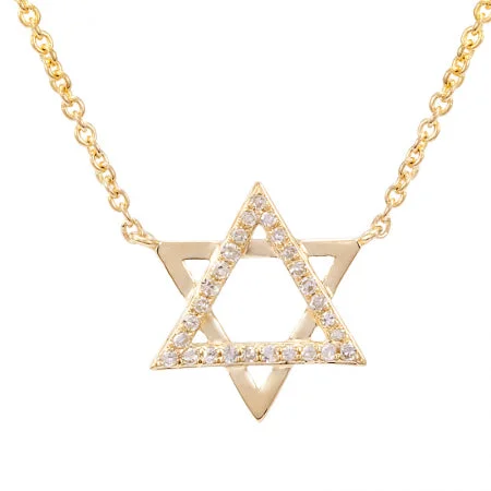 Fine Jewelry Necklaces-14K Yellow Gold Diamond Star of David Necklace