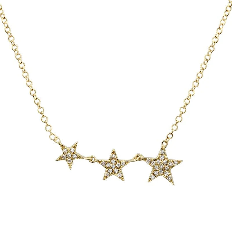 Handcrafted Gemstone Necklaces-14K Yellow Gold Mini Graduating Star Necklace