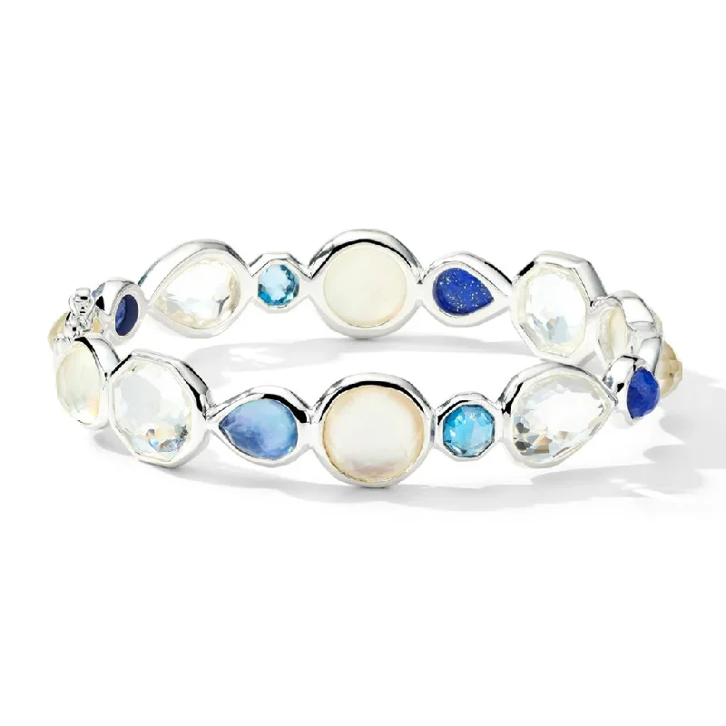 Sparkling Gold Bangles-Ippolita Sterling Silver Multi-Stone Hinged Bangle Bracelet