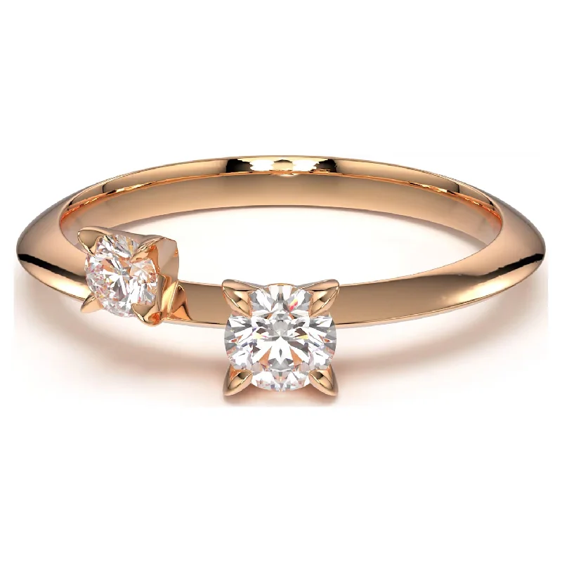 Gold Solitaire Rings-Swarovski Intimate Twin Diamond Ring 14K Rose Gold