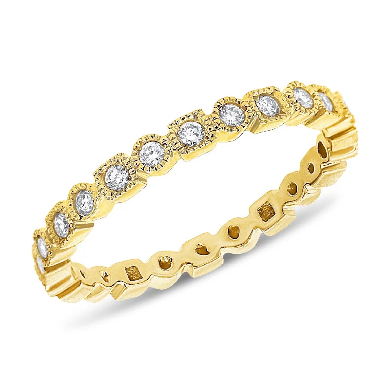 Moissanite Rings-14K Gold Eternity Ring with Diamonds