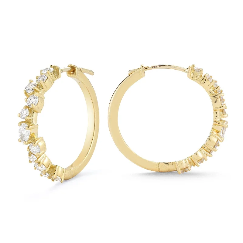 Open Hoop Earrings-Stardust 0.96ct Diamond Hoop Earrings in 18K Yellow Gold