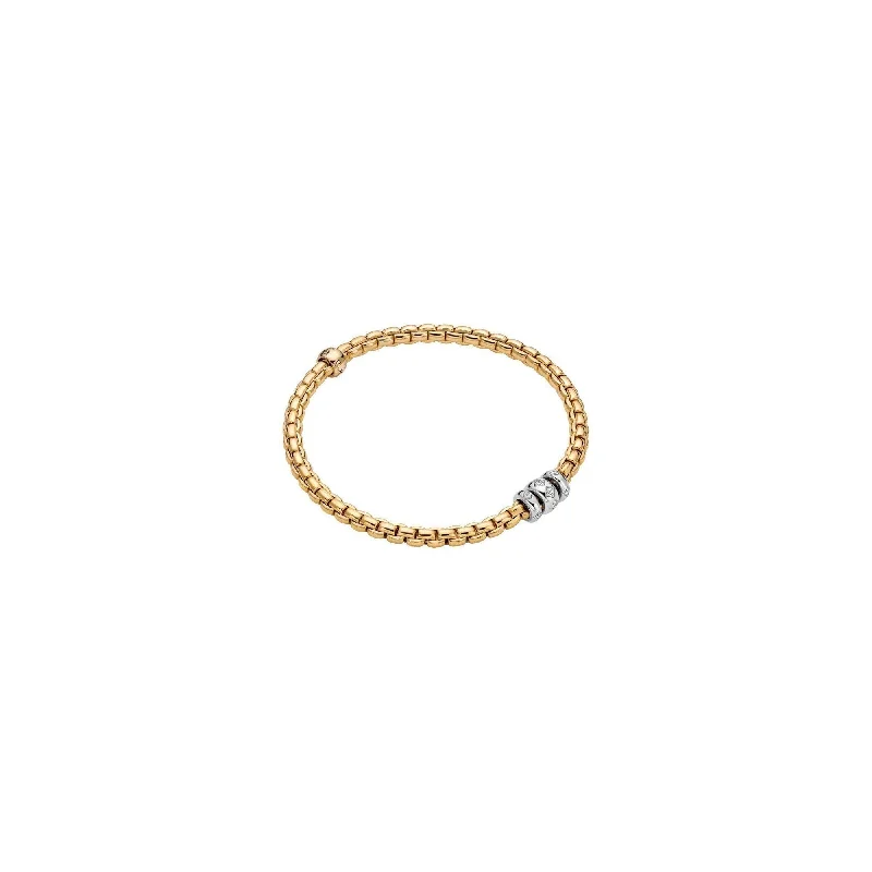 Luxury Bracelets-Eka Bracelet Yllw/Wht dia 0.18ct - 18ct Yellow gold