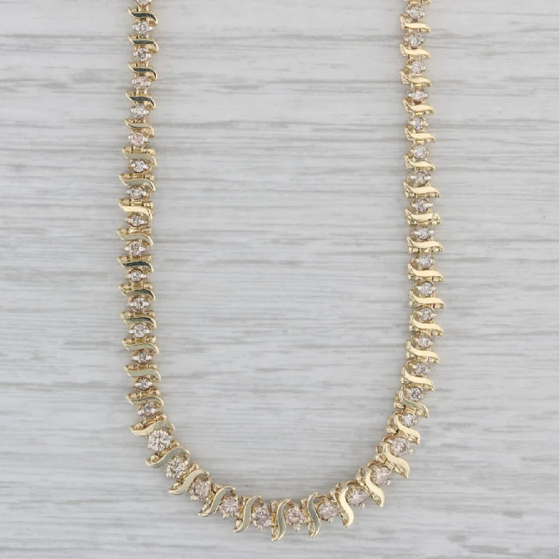 Vintage Pendant Necklaces-1.50ctw Graduated Diamond Tennis Necklace 10k Yellow Gold 16.5"