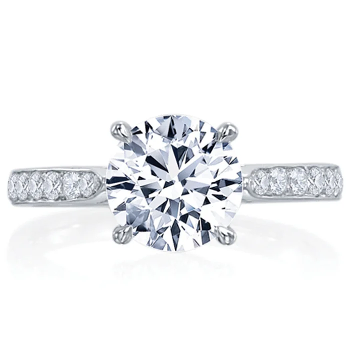 Stacked Rings-Mirabeau Round Diamond Pave Platinum Engagement Ring