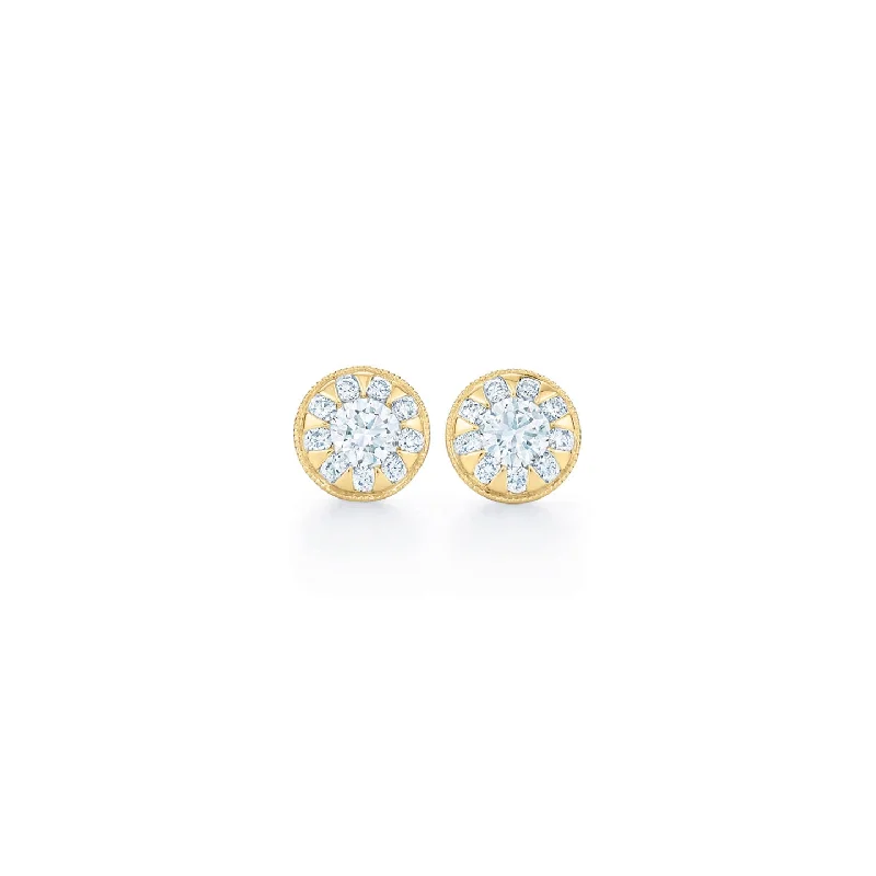 Animal Earrings-KWIAT Sunburst Round Diamond Stud Earrings E-2181-20-DIA-18KY