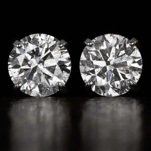 Ethereal Earrings-2.75ct NATURAL DIAMOND STUD EARRINGS VERY GOOD ROUND BRILLIANT CUT MATCHING PAIR