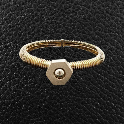 Floral Bangles-Yellow Gold Nut & Bolt Estate Bangle Bracelet