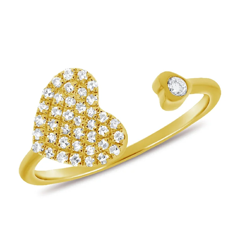 Couples Rings-Open & Wrap Diamond Heart Ring