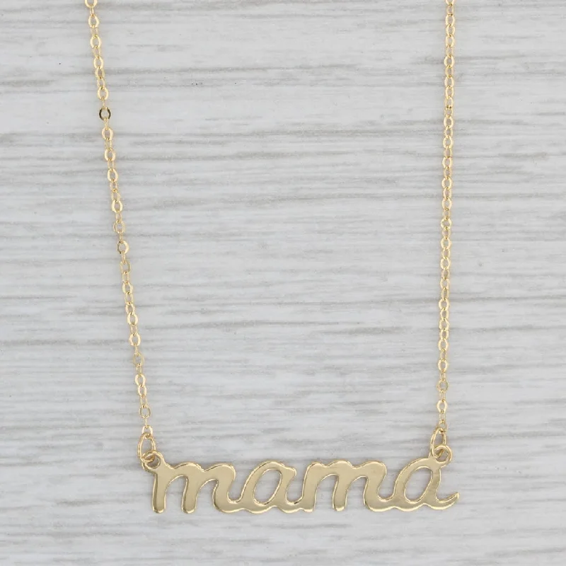 Thin Necklaces-New Mama Pendant Necklace 14k Yellow Gold 17"-18" Cable Chain