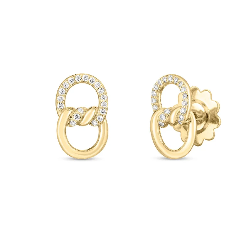 Leaf Earrings-18K Yellow Gold Cialoma Diamond Knot Earrings