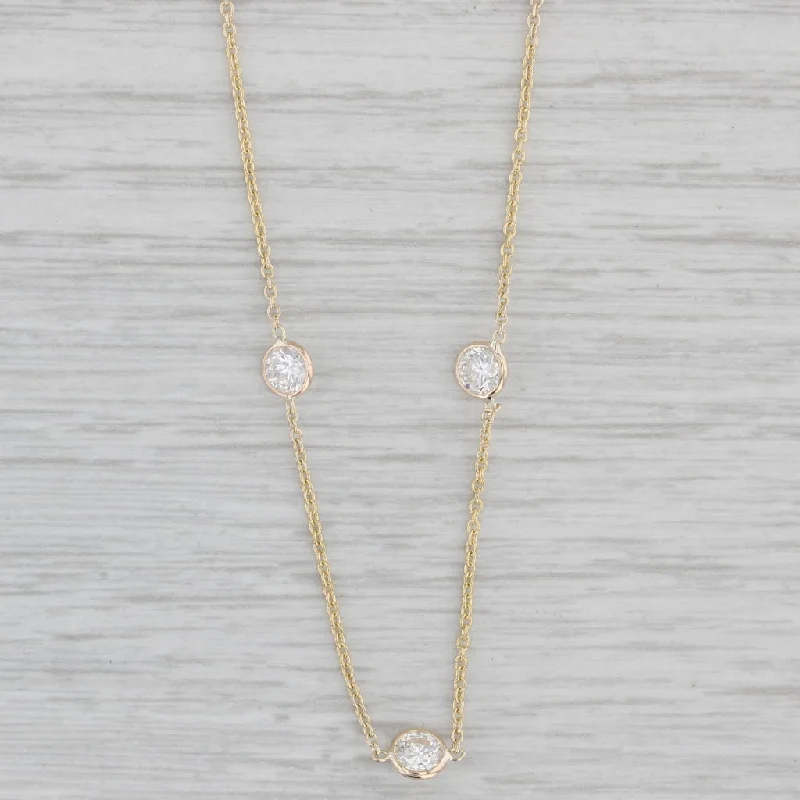 Designer Diamond Necklaces-New 1.95ctw Diamond By The Yard Station Necklace 14k Gold 17-19" Adjustable